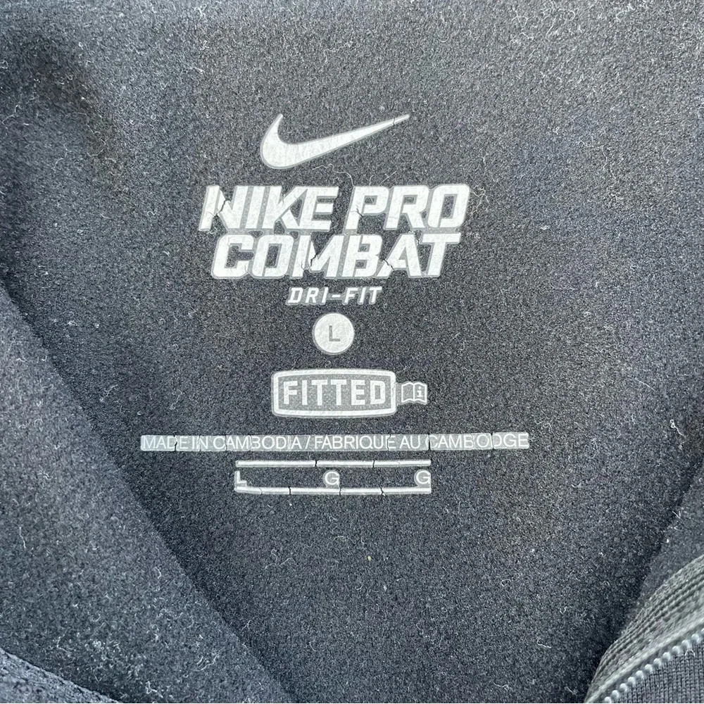 Nike Dri-Fi Women's Black Quarter Zip Pro Combat Fitted Long Sleeve Size Large